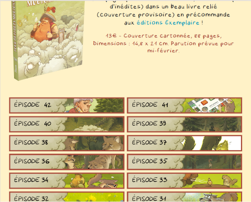 Le site web appelé Pour quelques moutons de plus avec des vignettes de bd.